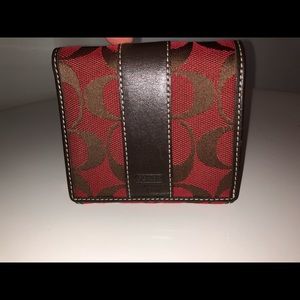 Coach red/brown signature wallet